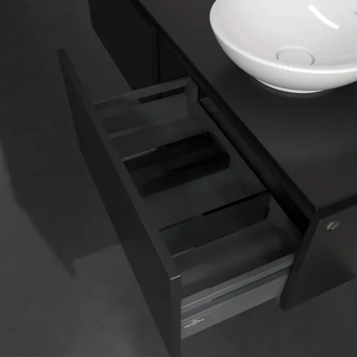 Bild von VILLEROY BOCH Legato Waschbeckenunterschrank, 2 Auszüge, 1400 x 380 x 500 mm, Black Matt Lacquer / Black Matt Lacquer #B58900PD