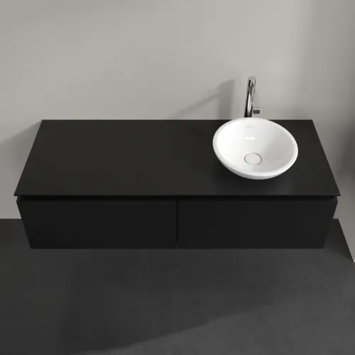 Bild von VILLEROY BOCH Legato Waschbeckenunterschrank, 2 Auszüge, 1400 x 380 x 500 mm, Black Matt Lacquer / Black Matt Lacquer #B58900PD