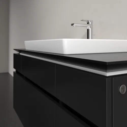 Bild von VILLEROY BOCH Legato Waschbeckenunterschrank, mit Beleuchtung, 5 Auszüge, 1200 x 550 x 500 mm, Black Matt Lacquer / Black Matt Lacquer #B683L0PD