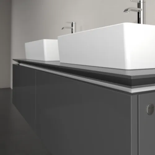 Bild von VILLEROY BOCH Legato Waschbeckenunterschrank, 2 Auszüge, 1400 x 380 x 500 mm, Glossy Grey / Glossy Grey #B66800FP