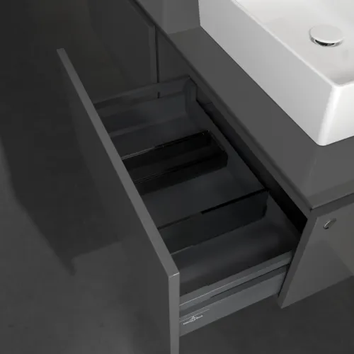 Bild von VILLEROY BOCH Legato Waschbeckenunterschrank, 2 Auszüge, 1400 x 380 x 500 mm, Glossy Grey / Glossy Grey #B66800FP