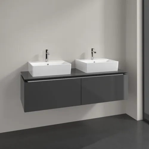 Bild von VILLEROY BOCH Legato Waschbeckenunterschrank, 2 Auszüge, 1400 x 380 x 500 mm, Glossy Grey / Glossy Grey #B66800FP