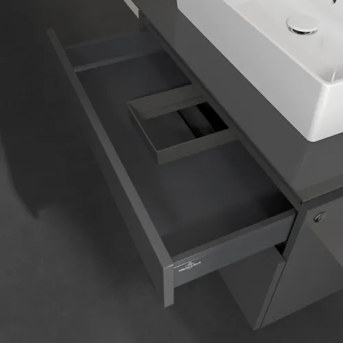 Bild von VILLEROY BOCH Legato Waschbeckenunterschrank, mit Beleuchtung, 2 Auszüge, 800 x 550 x 500 mm, Glossy Grey / Glossy Grey #B602L0FP