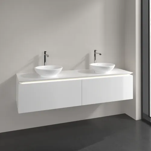 Bild von VILLEROY BOCH Legato Waschbeckenunterschrank, mit Beleuchtung, 2 Auszüge, 1600 x 380 x 500 mm, Glossy White / Glossy White #B599L0DH
