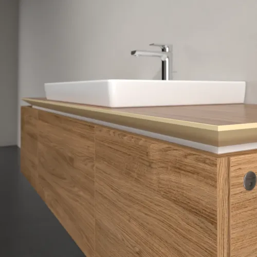 Bild von VILLEROY BOCH Legato Waschbeckenunterschrank, mit Beleuchtung, 3 Auszüge, 1400 x 380 x 500 mm, Kansas Oak / Kansas Oak #B684L0RH