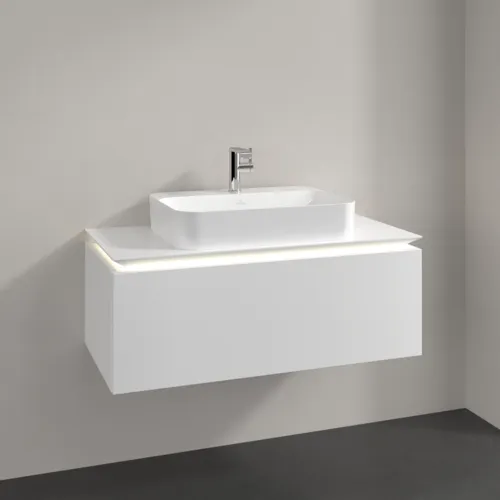 Bild von VILLEROY BOCH Legato Waschbeckenunterschrank, mit Beleuchtung, 1 Auszug, 1000 x 380 x 500 mm, White Matt / White Matt #B755L0MS