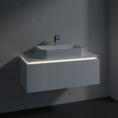 Bild von VILLEROY BOCH Legato Waschbeckenunterschrank, mit Beleuchtung, 1 Auszug, 1000 x 380 x 500 mm, White Matt / White Matt #B755L0MS