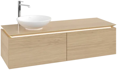 VILLEROY BOCH Legato Vanity unit, with lighting, 2 pull-out compartments, 1400 x 380 x 500 mm, Nordic Oak / Nordic Oak #B587L0VJ resmi