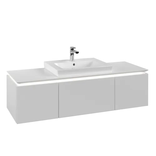 Picture of VILLEROY BOCH Legato Vanity unit, with lighting, 3 pull-out compartments, 1200 x 380 x 500 mm, White Matt / White Matt #B682L0MS