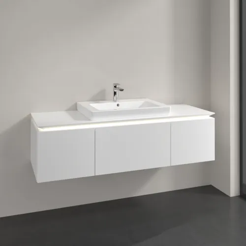 Bild von VILLEROY BOCH Legato Waschbeckenunterschrank, mit Beleuchtung, 3 Auszüge, 1200 x 380 x 500 mm, White Matt / White Matt #B682L0MS