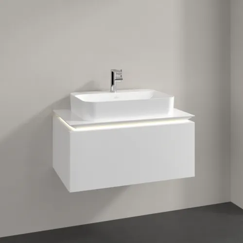 Bild von VILLEROY BOCH Legato Waschbeckenunterschrank, mit Beleuchtung, 1 Auszug, 800 x 380 x 500 mm, Glossy White / Glossy White #B753L0DH