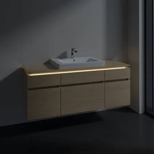 Bild von VILLEROY BOCH Legato Waschbeckenunterschrank, mit Beleuchtung, 5 Auszüge, 1400 x 550 x 500 mm, Nordic Oak / Nordic Oak #B685L0VJ