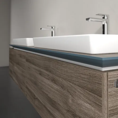 Bild von VILLEROY BOCH Legato Waschbeckenunterschrank, mit Beleuchtung, 2 Auszüge, 1600 x 380 x 500 mm, Stone Oak / Stone Oak #B692L0RK