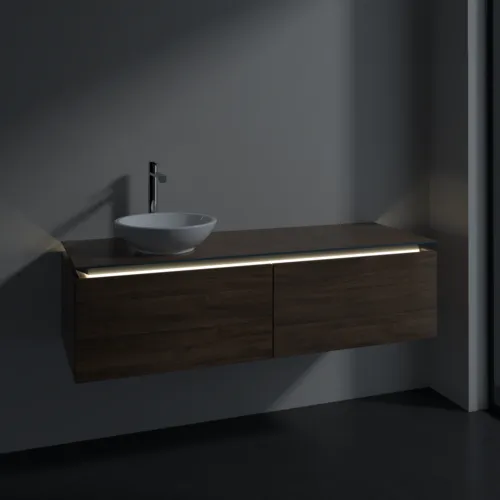 Bild von VILLEROY BOCH Legato Waschbeckenunterschrank, mit Beleuchtung, 2 Auszüge, 1400 x 380 x 500 mm, Arizona Oak / Arizona Oak #B587L0VH