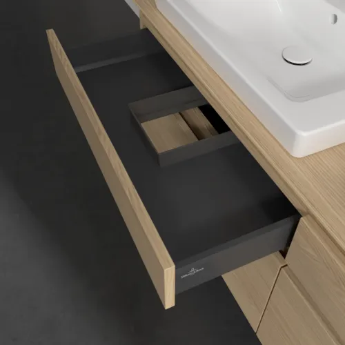 Bild von VILLEROY BOCH Legato Waschbeckenunterschrank, mit Beleuchtung, 4 Auszüge, 1600 x 550 x 500 mm, Nordic Oak / Nordic Oak #B693L0VJ
