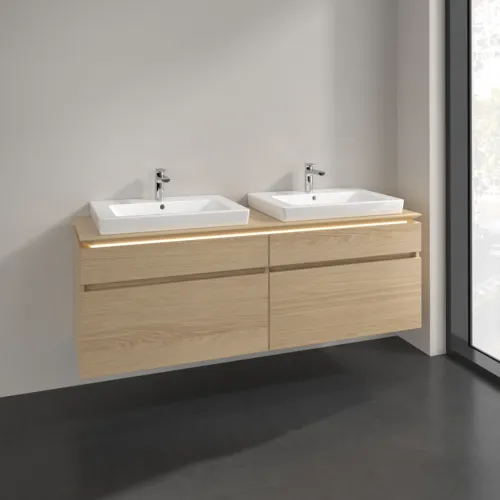 Bild von VILLEROY BOCH Legato Waschbeckenunterschrank, mit Beleuchtung, 4 Auszüge, 1600 x 550 x 500 mm, Nordic Oak / Nordic Oak #B693L0VJ