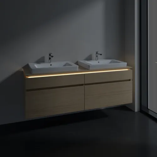 Bild von VILLEROY BOCH Legato Waschbeckenunterschrank, mit Beleuchtung, 4 Auszüge, 1600 x 550 x 500 mm, Nordic Oak / Nordic Oak #B693L0VJ