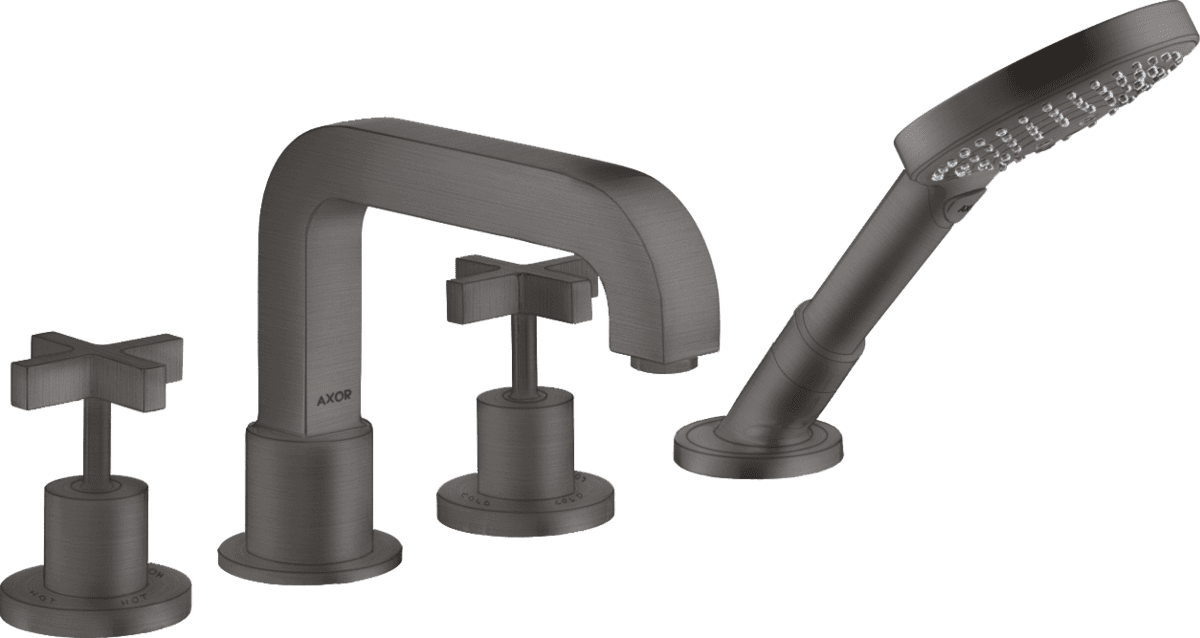 HANSGROHE AXOR Citterio 4-Loch Wannenrandarmatur mit Kreuzgriffen #39445340 - Brushed Black Chrome