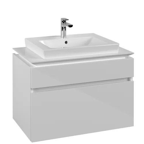 VILLEROY BOCH Legato Vanity unit, with lighting, 2 pull-out compartments, 800 x 550 x 500 mm, Glossy White / Glossy White #B679L0DH resmi