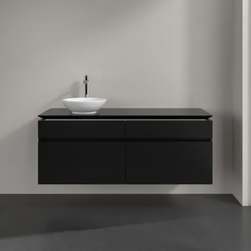 Bild von VILLEROY BOCH Legato Waschbeckenunterschrank, 4 Auszüge, 1400 x 550 x 500 mm, Black Matt Lacquer / Black Matt Lacquer #B58800PD