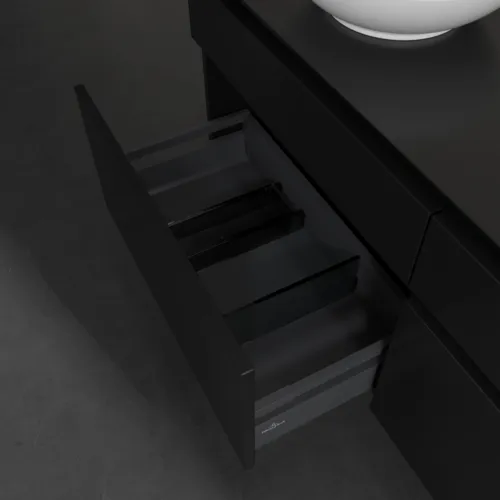 Bild von VILLEROY BOCH Legato Waschbeckenunterschrank, 4 Auszüge, 1400 x 550 x 500 mm, Black Matt Lacquer / Black Matt Lacquer #B58800PD