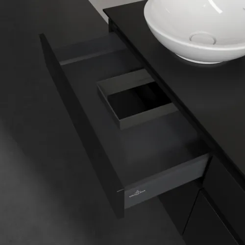 Bild von VILLEROY BOCH Legato Waschbeckenunterschrank, 4 Auszüge, 1400 x 550 x 500 mm, Black Matt Lacquer / Black Matt Lacquer #B58800PD
