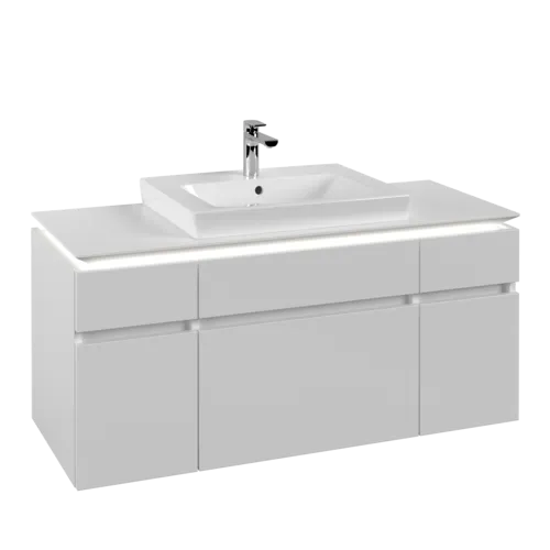 Obrázek VILLEROY BOCH Legato toaletní skříňka, s osvětlením, 5 výsuvů, 1200 x 550 x 500 mm, bílá matná / bílá matná #B683L0MS