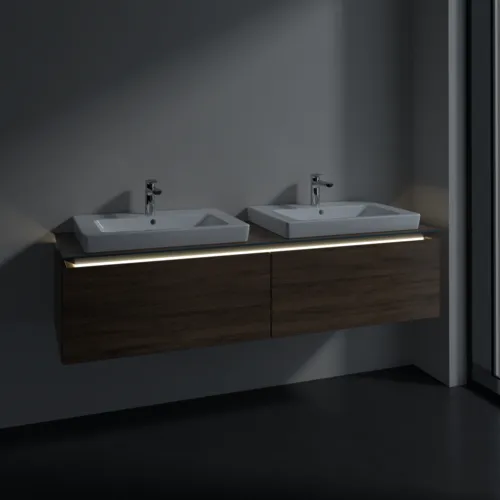 Bild von VILLEROY BOCH Legato Waschbeckenunterschrank, mit Beleuchtung, 2 Auszüge, 1600 x 380 x 500 mm, Arizona Oak / Arizona Oak #B692L0VH