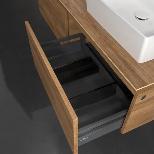 Bild von VILLEROY BOCH Legato Waschbeckenunterschrank, mit Beleuchtung, 2 Auszüge, 1400 x 380 x 500 mm, Kansas Oak / Kansas Oak #B668L0RH
