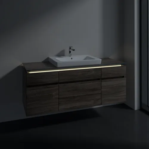 Bild von VILLEROY BOCH Legato Waschbeckenunterschrank, mit Beleuchtung, 5 Auszüge, 1400 x 550 x 500 mm, Stone Oak / Stone Oak #B685L0RK