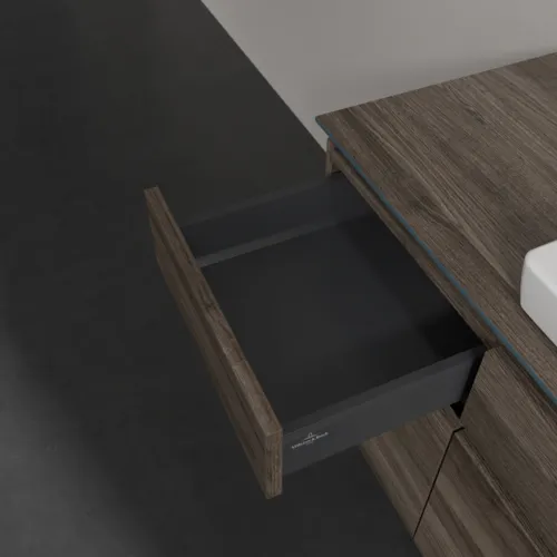 Bild von VILLEROY BOCH Legato Waschbeckenunterschrank, mit Beleuchtung, 5 Auszüge, 1400 x 550 x 500 mm, Stone Oak / Stone Oak #B685L0RK