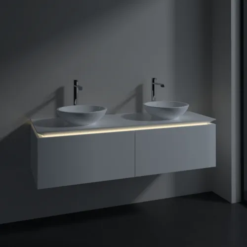 Bild von VILLEROY BOCH Legato Waschbeckenunterschrank, mit Beleuchtung, 2 Auszüge, 1400 x 380 x 500 mm, Glossy White / Glossy White #B591L0DH