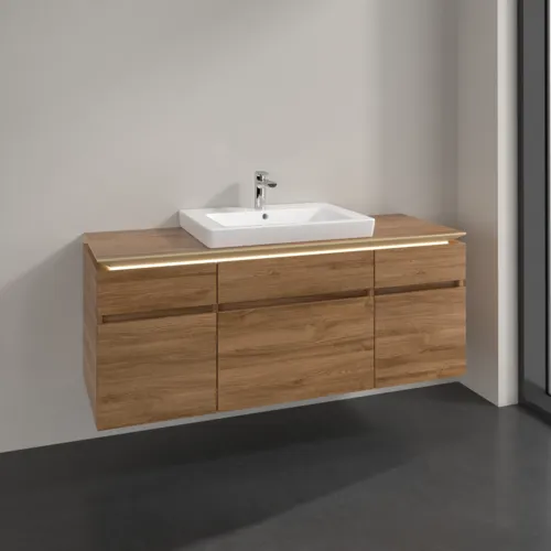 Bild von VILLEROY BOCH Legato Waschbeckenunterschrank, mit Beleuchtung, 5 Auszüge, 1400 x 550 x 500 mm, Kansas Oak / Kansas Oak #B685L0RH