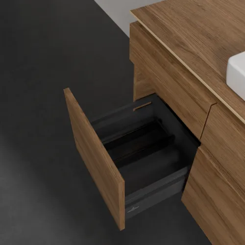 Bild von VILLEROY BOCH Legato Waschbeckenunterschrank, mit Beleuchtung, 5 Auszüge, 1400 x 550 x 500 mm, Kansas Oak / Kansas Oak #B685L0RH