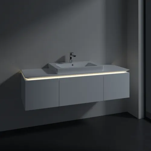 Bild von VILLEROY BOCH Legato Waschbeckenunterschrank, mit Beleuchtung, 3 Auszüge, 1400 x 380 x 500 mm, White Matt / White Matt #B684L0MS