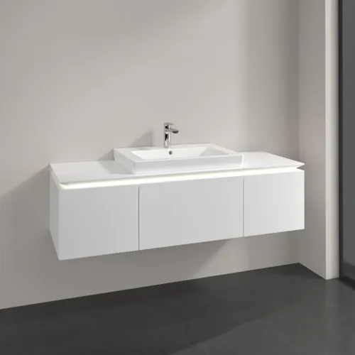 Bild von VILLEROY BOCH Legato Waschbeckenunterschrank, mit Beleuchtung, 3 Auszüge, 1400 x 380 x 500 mm, White Matt / White Matt #B684L0MS