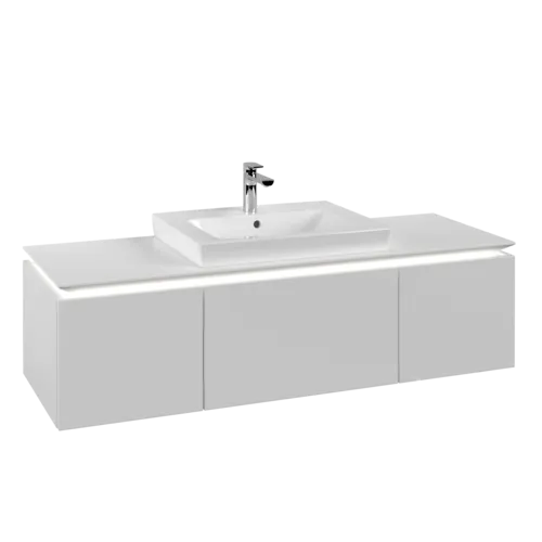 Зображення з  VILLEROY BOCH Legato Vanity unit, with lighting, 3 pull-out compartments, 1400 x 380 x 500 mm, White Matt / White Matt #B684L0MS