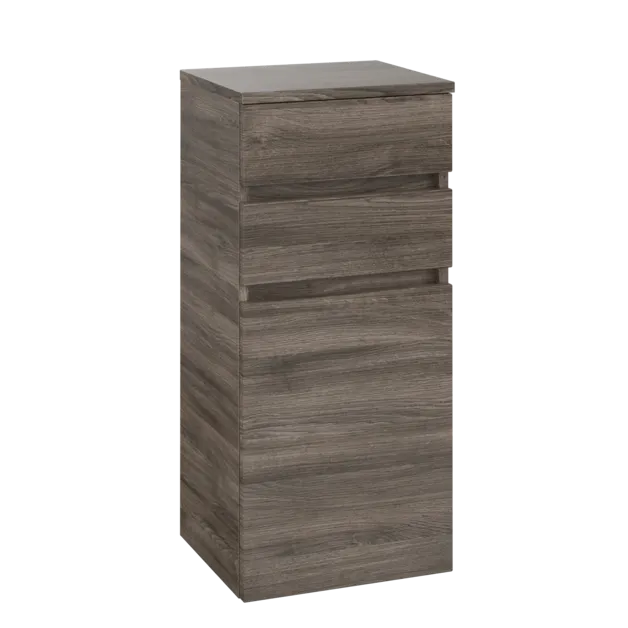 VILLEROY BOCH Legato Side cabinet, 1 door, 2 drawers, 400 x 870 x 350 mm, Stone Oak / Stone Oak #B72801RK resmi