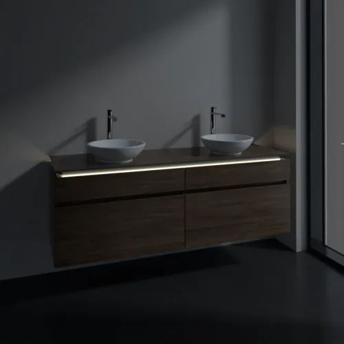 Bild von VILLEROY BOCH Legato Waschbeckenunterschrank, mit Beleuchtung, 4 Auszüge, 1600 x 550 x 500 mm, Arizona Oak / Arizona Oak #B600L0VH