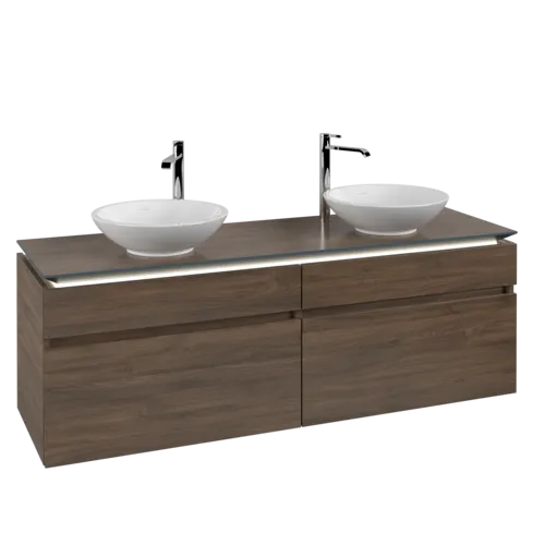 Picture of VILLEROY BOCH Legato Vanity unit, with lighting, 4 pull-out compartments, 1600 x 550 x 500 mm, Arizona Oak / Arizona Oak #B600L0VH
