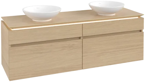 Picture of VILLEROY BOCH Legato Vanity unit, with lighting, 4 pull-out compartments, 1600 x 550 x 500 mm, Nordic Oak / Nordic Oak #B600L0VJ