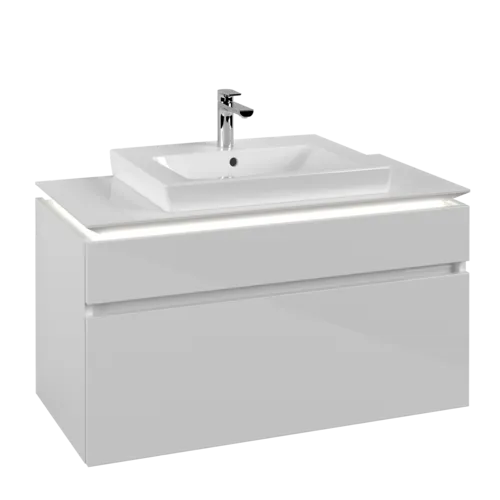 Obrázek VILLEROY BOCH Legato toaletní skříňka, s osvětlením, 2 výsuvy, 1000 x 550 x 500 mm, lesklá bílá / lesklá bílá #B681L0DH