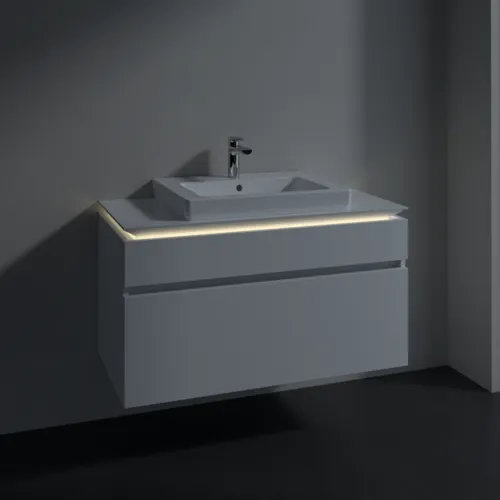 Bild von VILLEROY BOCH Legato Waschbeckenunterschrank, mit Beleuchtung, 2 Auszüge, 1000 x 550 x 500 mm, Glossy White / Glossy White #B681L0DH