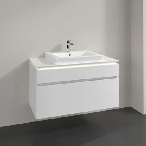 Bild von VILLEROY BOCH Legato Waschbeckenunterschrank, mit Beleuchtung, 2 Auszüge, 1000 x 550 x 500 mm, Glossy White / Glossy White #B681L0DH
