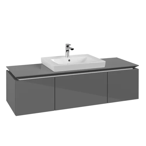 Obrázek VILLEROY BOCH Legato toaletní skříňka, 3 výsuvy, 1200 x 380 x 500 mm, lesklá šedá / lesklá šedá #B68200FP