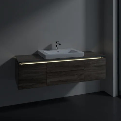 VILLEROY BOCH Legato Waschbeckenunterschrank, mit Beleuchtung, 3 Auszüge, 1200 x 380 x 500 mm, Stone Oak / Stone Oak #B682L0RK, Bild 3