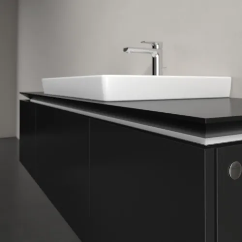 Bild von VILLEROY BOCH Legato Waschbeckenunterschrank, 3 Auszüge, 1400 x 380 x 500 mm, Black Matt Lacquer / Black Matt Lacquer #B68400PD