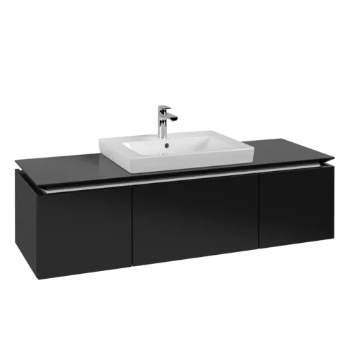 Obrázek VILLEROY BOCH Legato toaletní skříňka, 3 výsuvy, 1400 x 380 x 500 mm, černý matný lak / černý matný lak #B68400PD