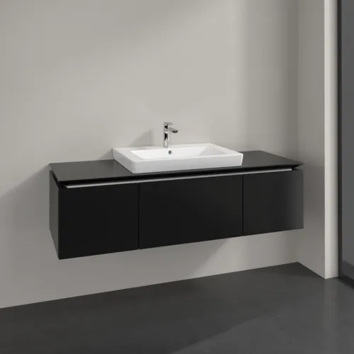 Bild von VILLEROY BOCH Legato Waschbeckenunterschrank, 3 Auszüge, 1400 x 380 x 500 mm, Black Matt Lacquer / Black Matt Lacquer #B68400PD