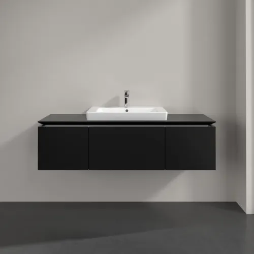 Bild von VILLEROY BOCH Legato Waschbeckenunterschrank, 3 Auszüge, 1400 x 380 x 500 mm, Black Matt Lacquer / Black Matt Lacquer #B68400PD